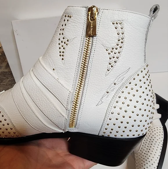 Anine Bing Penny Bootie White Leather Gold Studs. New with box. EU Size 41.